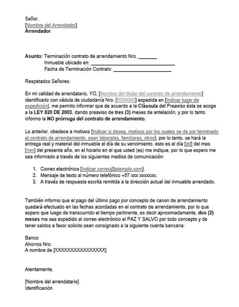 Carta De Terminacion De Contrato De Arrendamiento Por Parte Del Porn Sex Picture 0406